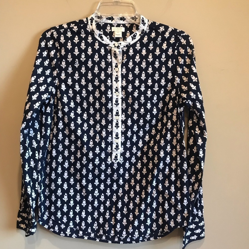 J Crew Navy and White Popover Size XS